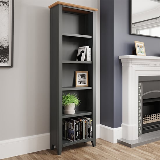 Product photograph of Gilford Tall Wooden Bookcase In Grey from Furniture in Fashion