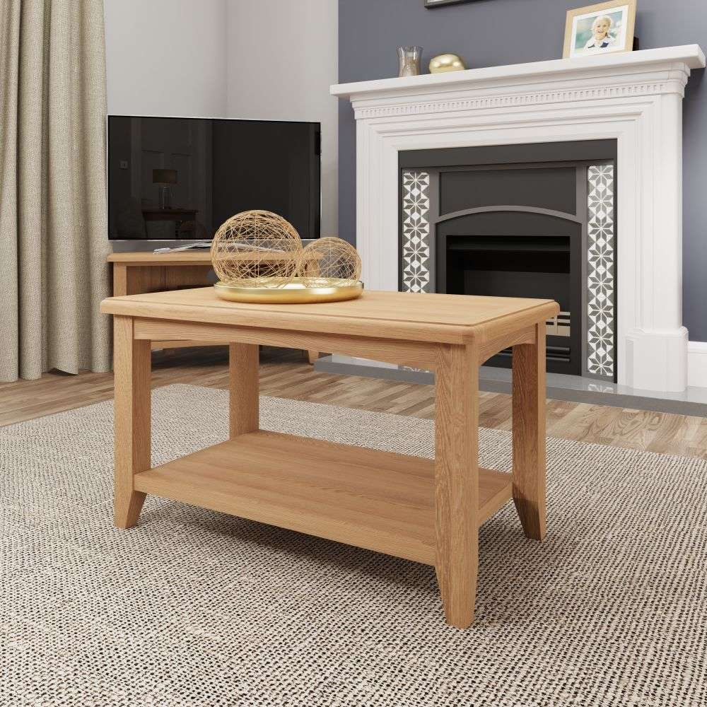 Product photograph of Gilford Wooden Coffee Table With Undershelf In Light Oak from Furniture in Fashion