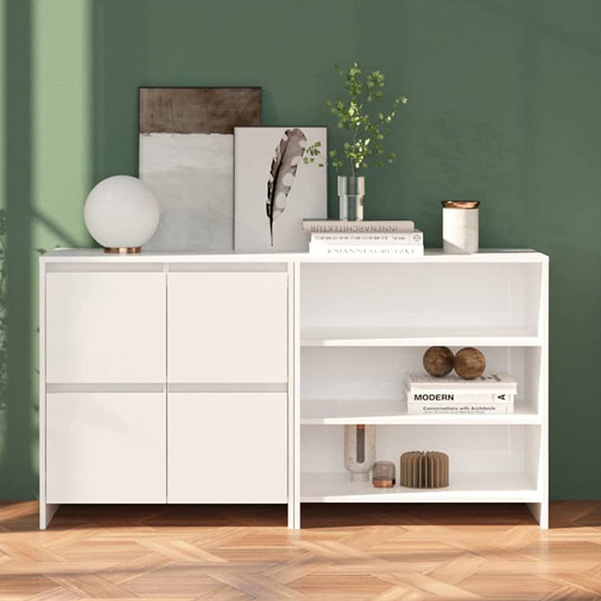 Read more about Gilon high gloss sideboard with 4 doors 2 shelves in white