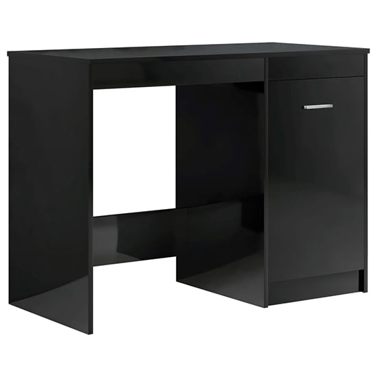 Giolla High Gloss Computer Desk With 1 Door 3 Drawers In Black ...