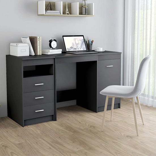 Giolla High Gloss Computer Desk With 1 Door 3 Drawers In Black ...