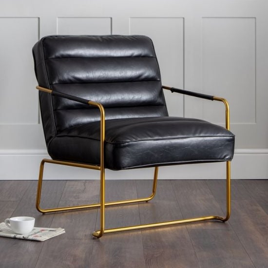 Gabriela Faux Leather Armchair In Black | Furniture in Fashion