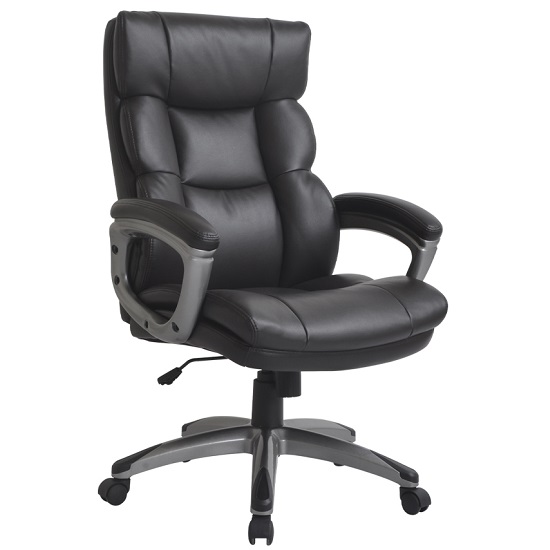 Girton PU Office Chair In Dark Brown With Nylon Black Casters | FiF