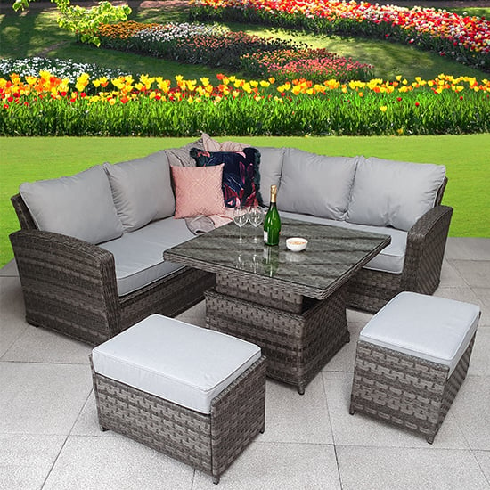 Read more about Gizeh corner sofa set with lift table and 2 ottomans in grey