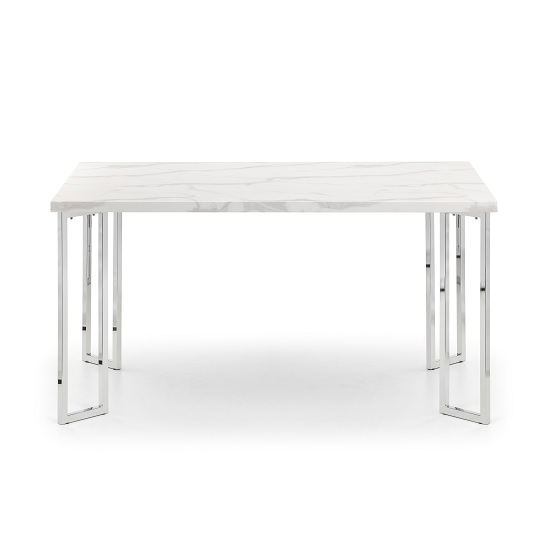 Product photograph of Pamuel Marble Effect Dining Table In White And Steel Frame from Furniture in Fashion
