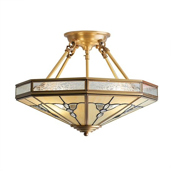 Gladstone 4 Lights Semi Flush Ceiling Light In Antique Brass ...