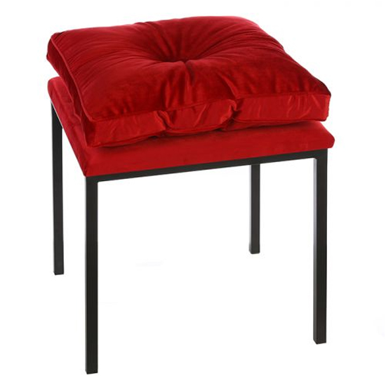 Photo of Glam velvet stool in red with black metal legs