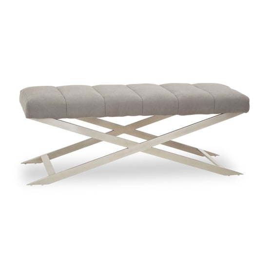 Product photograph of Glidden Fabric Hallway Bench With Cross Legs In Grey from Furniture in Fashion