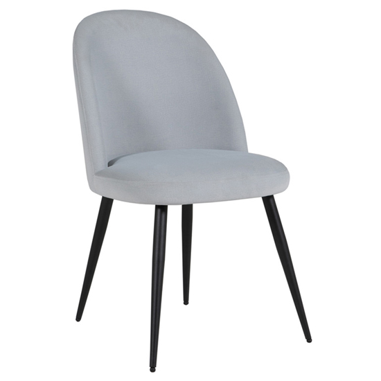 Gabbier Silver Velvet Dining Chairs With Black Legs In Pair | Furniture ...