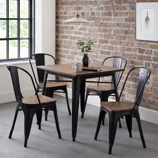 Product photograph of Gael Square Wooden Dining Table In Mocha Elm With 4 Chairs from Furniture in Fashion