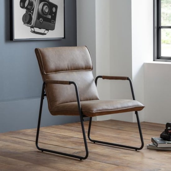 Read more about Gael faux leather bedroom chair in brown