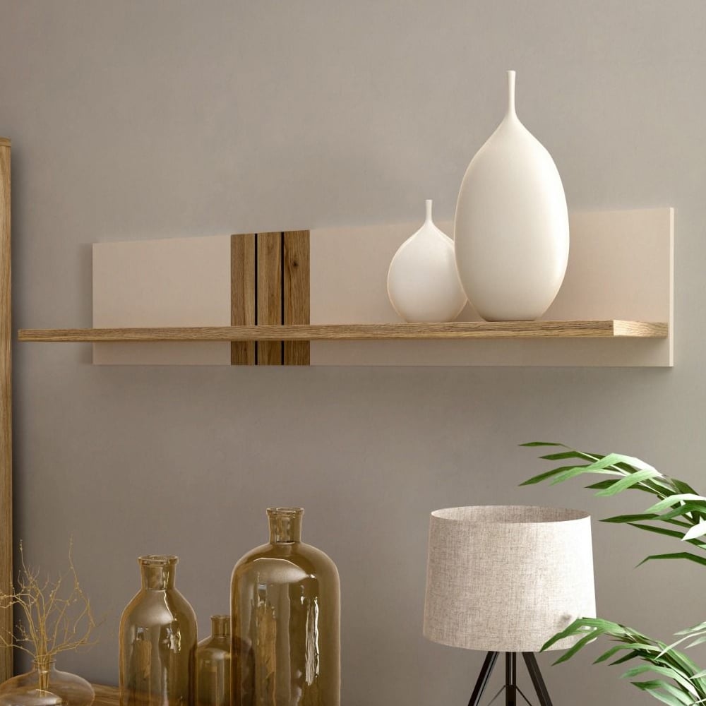 Product photograph of Greeley Wooden Wall Hung In Cream And Oak from Furniture in Fashion