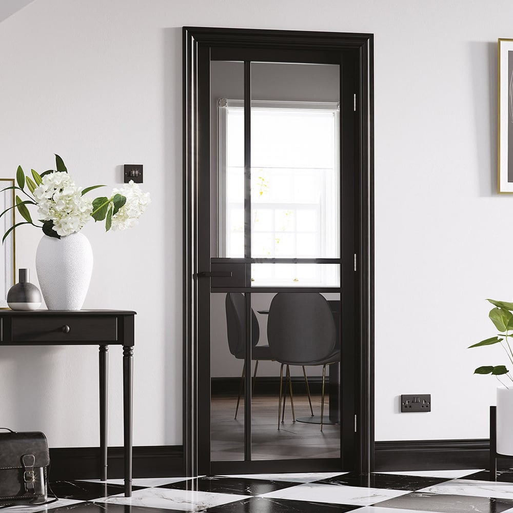 greenwich 1981mm x 610mm clear glazed internal door in black