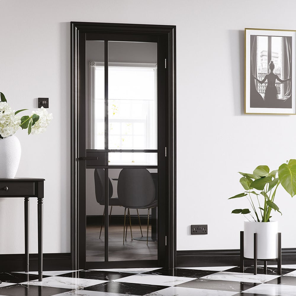 greenwich 1981mm x 762mm clear glazed internal door in black