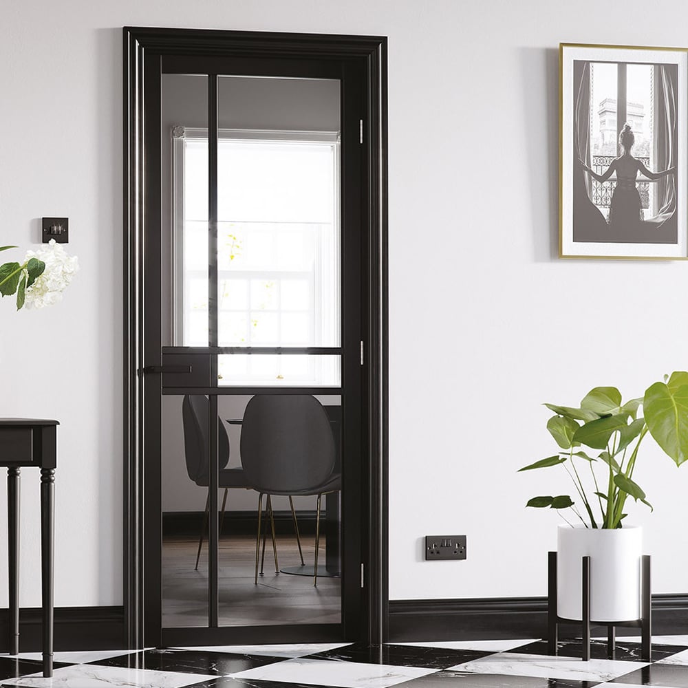 greenwich 1981mm x 838mm clear glazed internal door in black