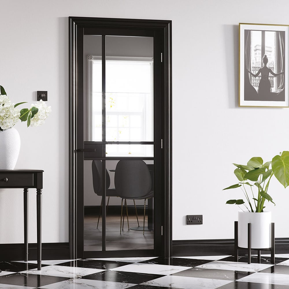 greenwich 2040mm x 826mm clear glazed internal door in black