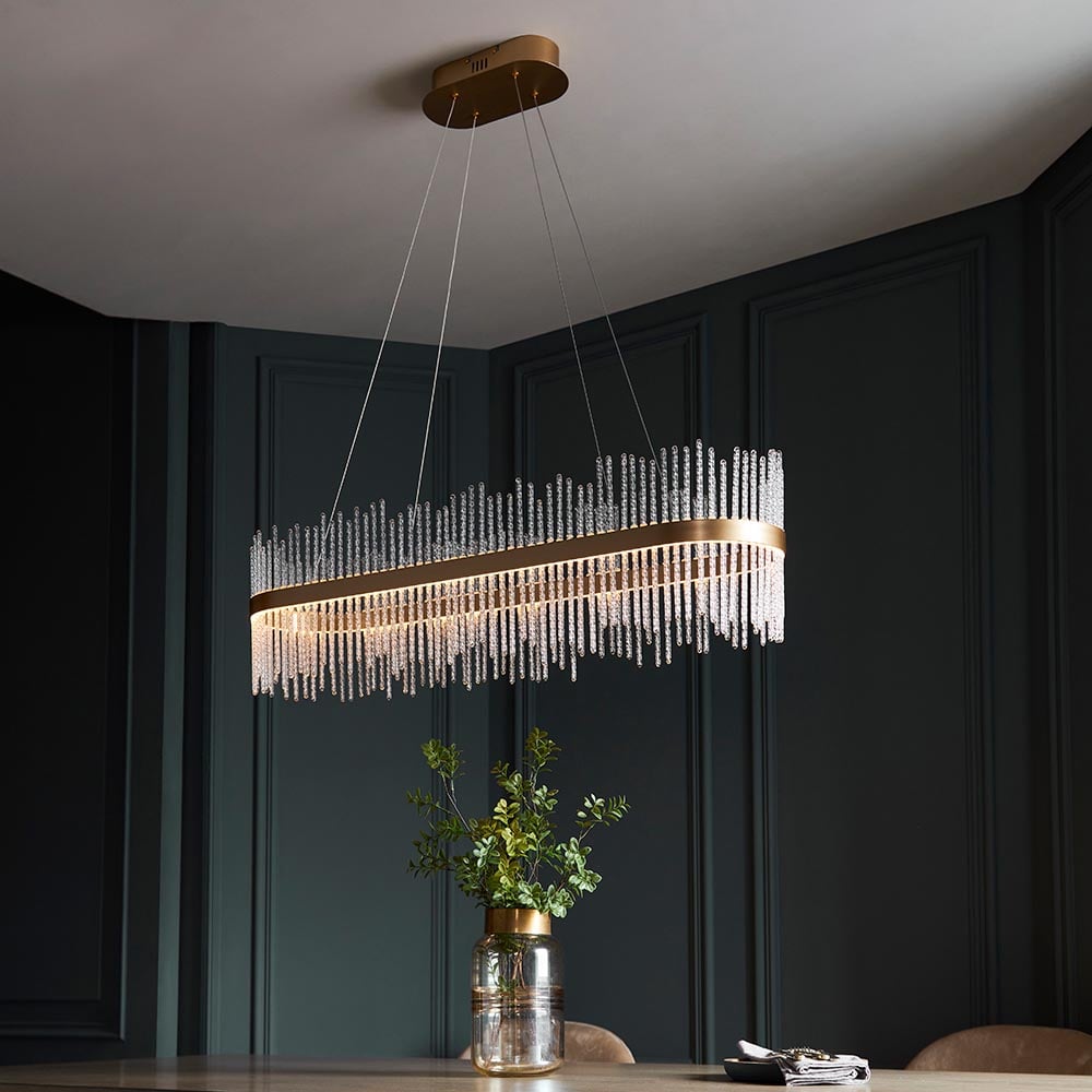 Read more about Grimsby clear glass large pendant ceiling light in brushed gold