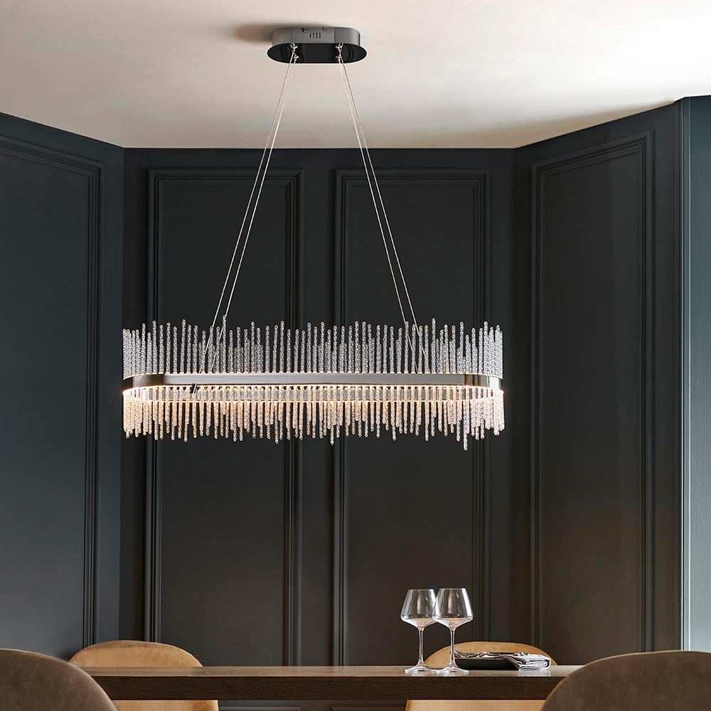 Product photograph of Grimsby Clear Glass Large Pendant Ceiling Light In Chrome from Furniture in Fashion