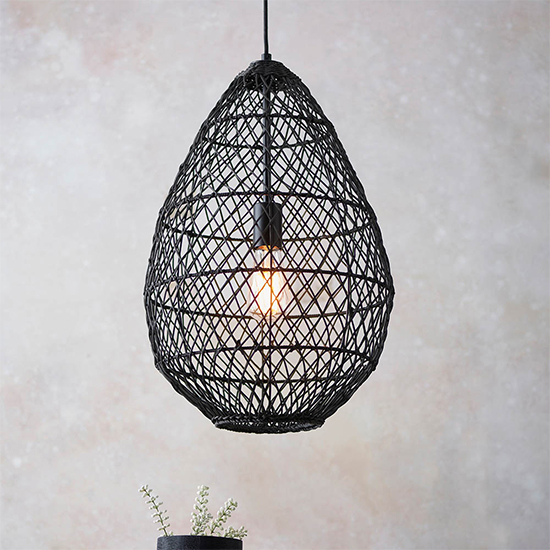 Read more about Groton rattan ceiling pendant light in stained black