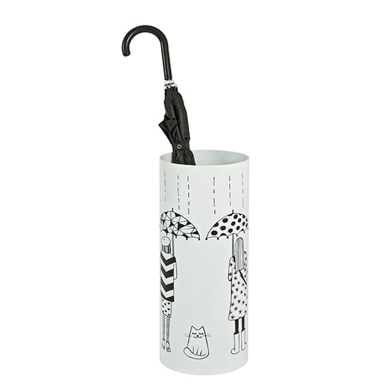 Product photograph of Guelph Round Metal Umbrella Stand In White from Furniture in Fashion