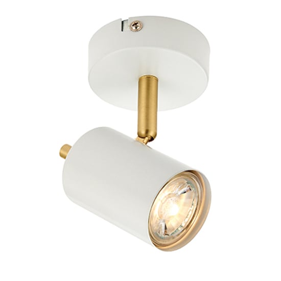 Read more about Gull 1 light round spotlight in matt white and satin brass