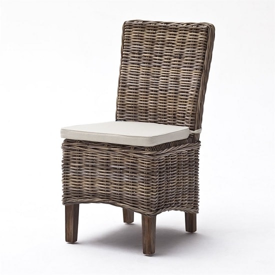 Hadley Rattan Dining Chair In Natural Grey In A Pair 32052