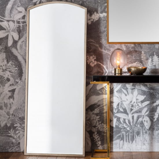 Read more about Haggen large arch bedroom mirror in antique silver frame