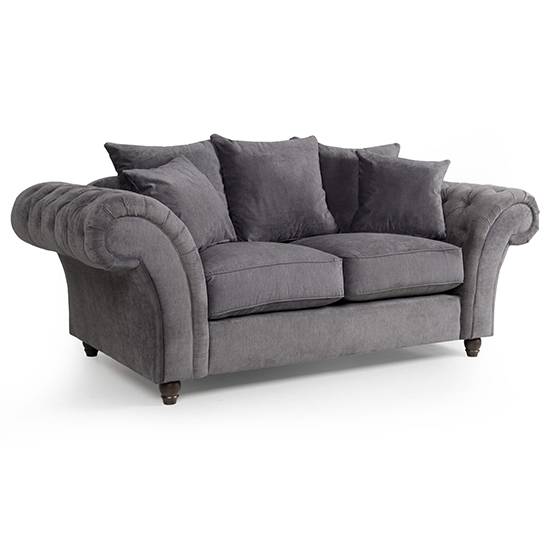 Product photograph of Haimi Fabric Sofa 2 Seater Sofa In Grey With Dark Brown Legs from Furniture in Fashion