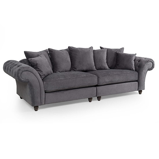 Product photograph of Haimi Fabric Sofa 3 Seater Sofa In Grey With Dark Brown from Furniture in Fashion
