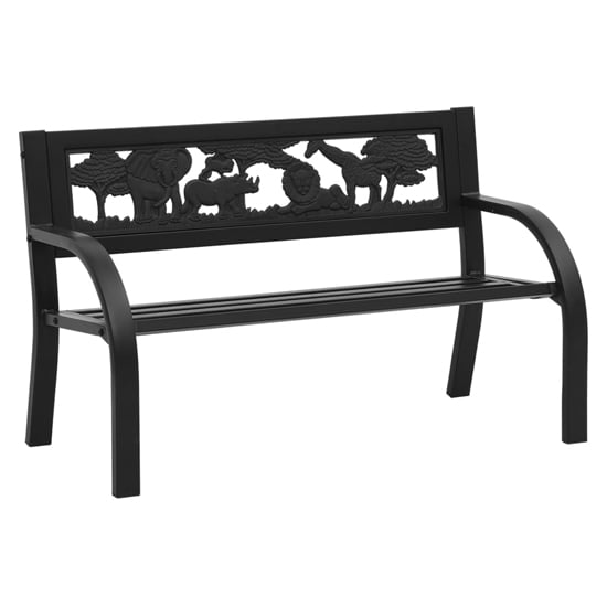 Read more about Haimi steel children garden seating bench in black