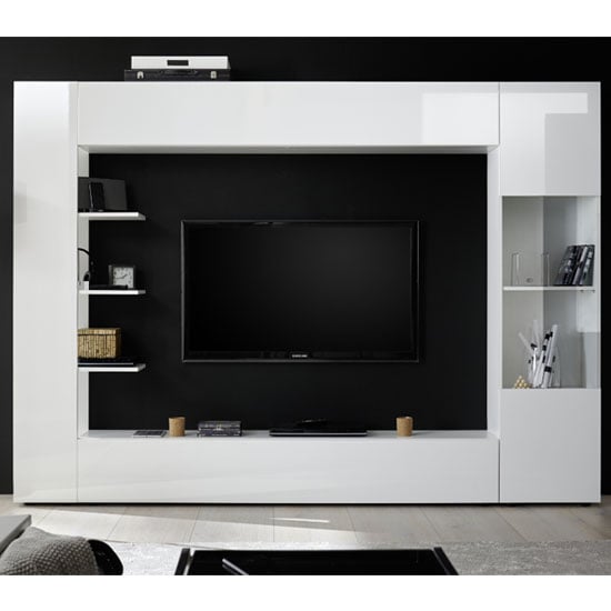 View Halcyon large entertainment unit in white high gloss