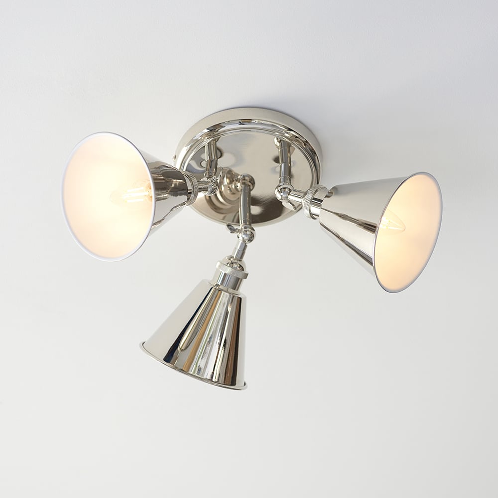 Product photograph of Halifax 3 Light Glass Spotlight In Bright Nickel from Furniture in Fashion