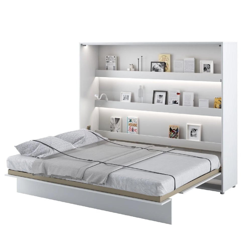 halifax horizontal wall high gloss king size bed in white