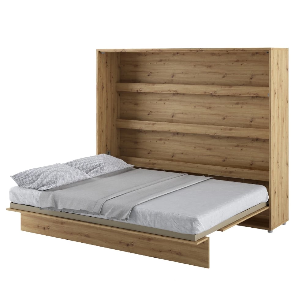 halifax horizontal wall wooden king size bed in artisan oak