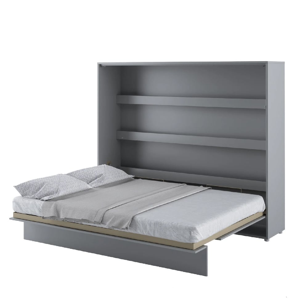 halifax horizontal wall wooden king size bed in matt grey