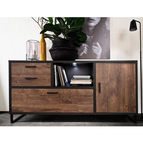 Product photograph of Halifax Led Wooden Sideboard In Barrique Oak from Furniture in Fashion