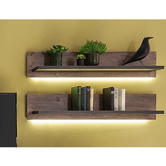 Read more about Halifax led wooden wall shelf in barrique oak