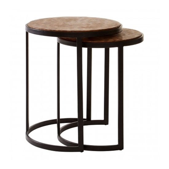 Read more about Hallo wooden set of 2 side tables with metal frame in natural
