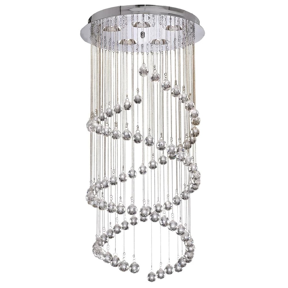 Read more about Hallway 5 light clear crystal multi drop pendant light in chrome