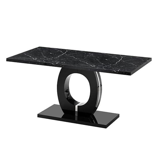 Photo of Halo high gloss dining table in milano marble effect