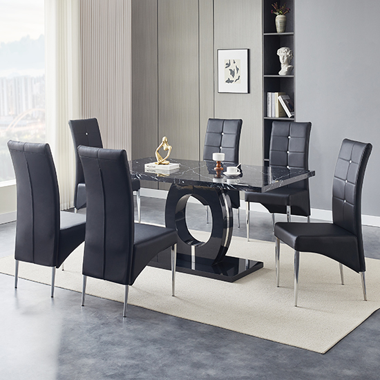 Black gloss dining 2025 table and 6 chairs