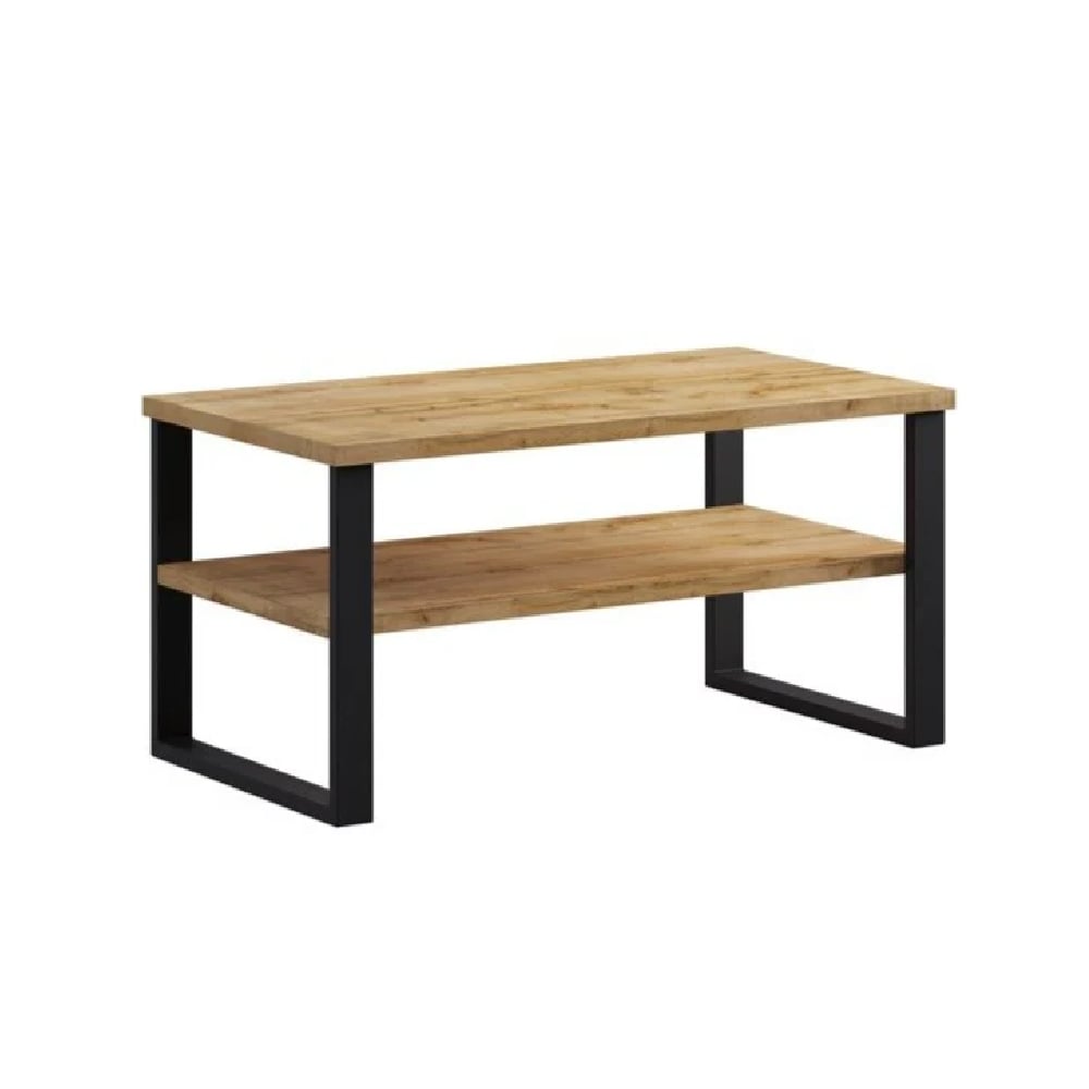 hamburg wooden coffee table with under shelf in wotan oak