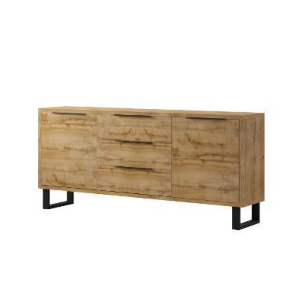 hamburg wooden sideboard with 2 doors 3 drawers in wotan oak