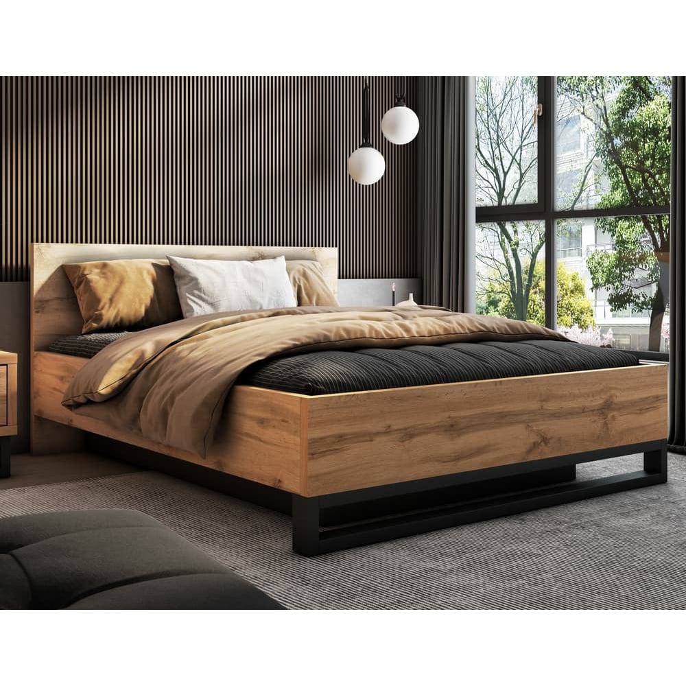 hamburg wooden storage ottoman king size bed in wotan oak