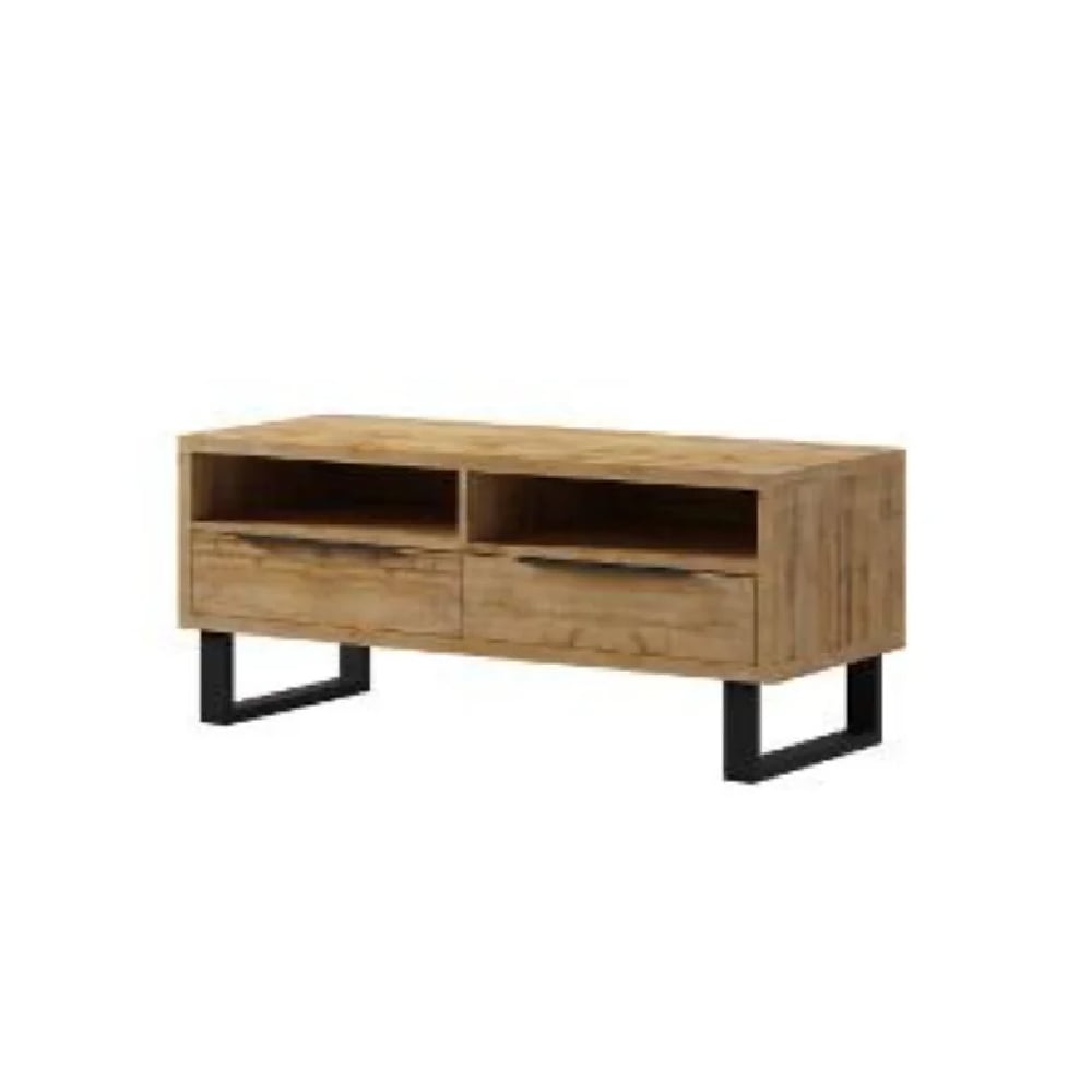 hamburg wooden tv stand with 2 drawers in wotan oak