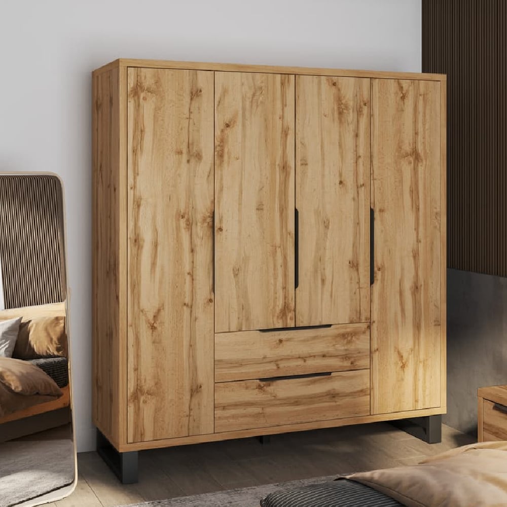 hamburg wooden wardrobe with 4 doors in wotan oak