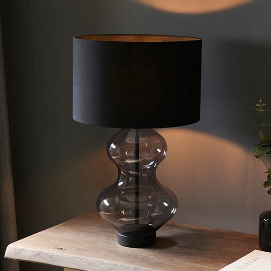 Read more about Hamel black shade touch table lamp in shaped glass base