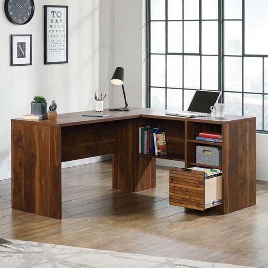 Hampstead Park Wooden L-Shaped Laptop Desk In Grand Walnut | Furniture ...