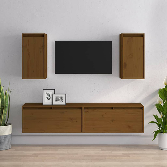 Read more about Hanayo solid pinewood entertainment unit in honey brown