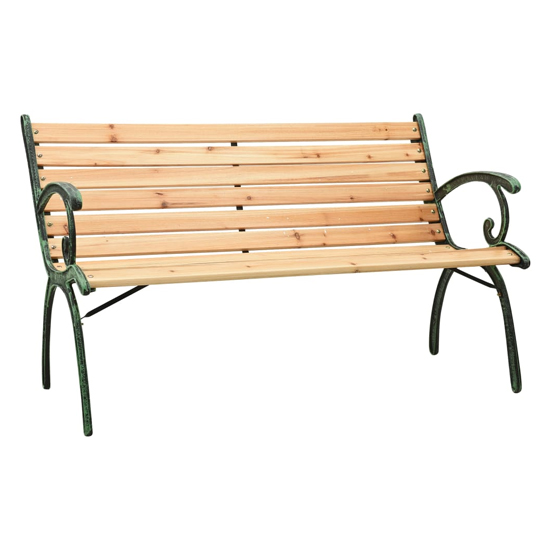 Photo of Hania wooden garden seating bench with steel frame in black